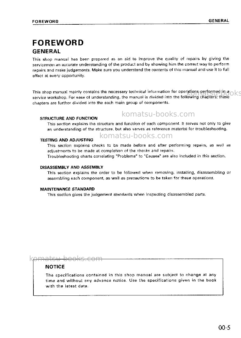 Komatsu wa120-3jpn-for indonesia Repair & maintenance cover Page 7