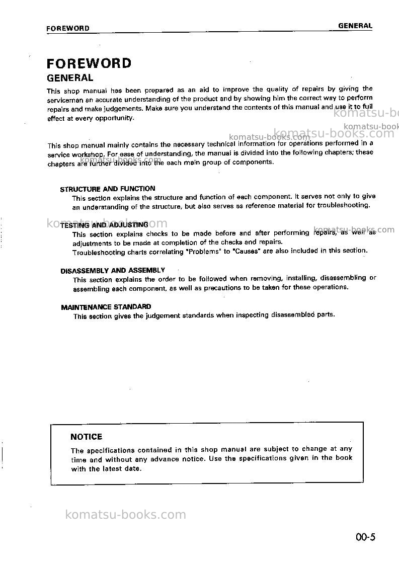 Komatsu pc40r-8jpn Repair & maintenance cover Page 7 Komatsu pc40r-8jpn Repair & maintenance cover Page 7