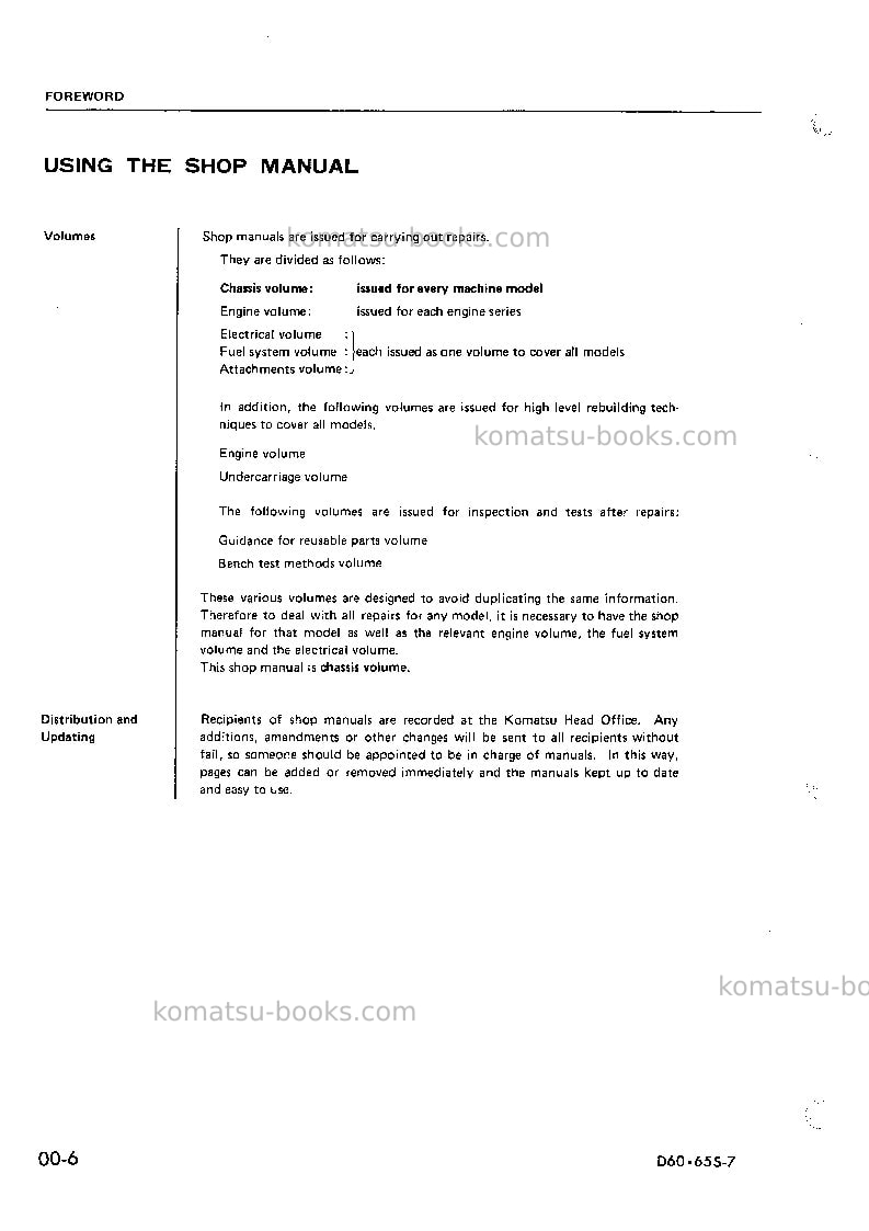 Komatsu d65s-7jpn Repair & maintenance cover Page 7 Komatsu d65s-7jpn Repair & maintenance cover Page 7