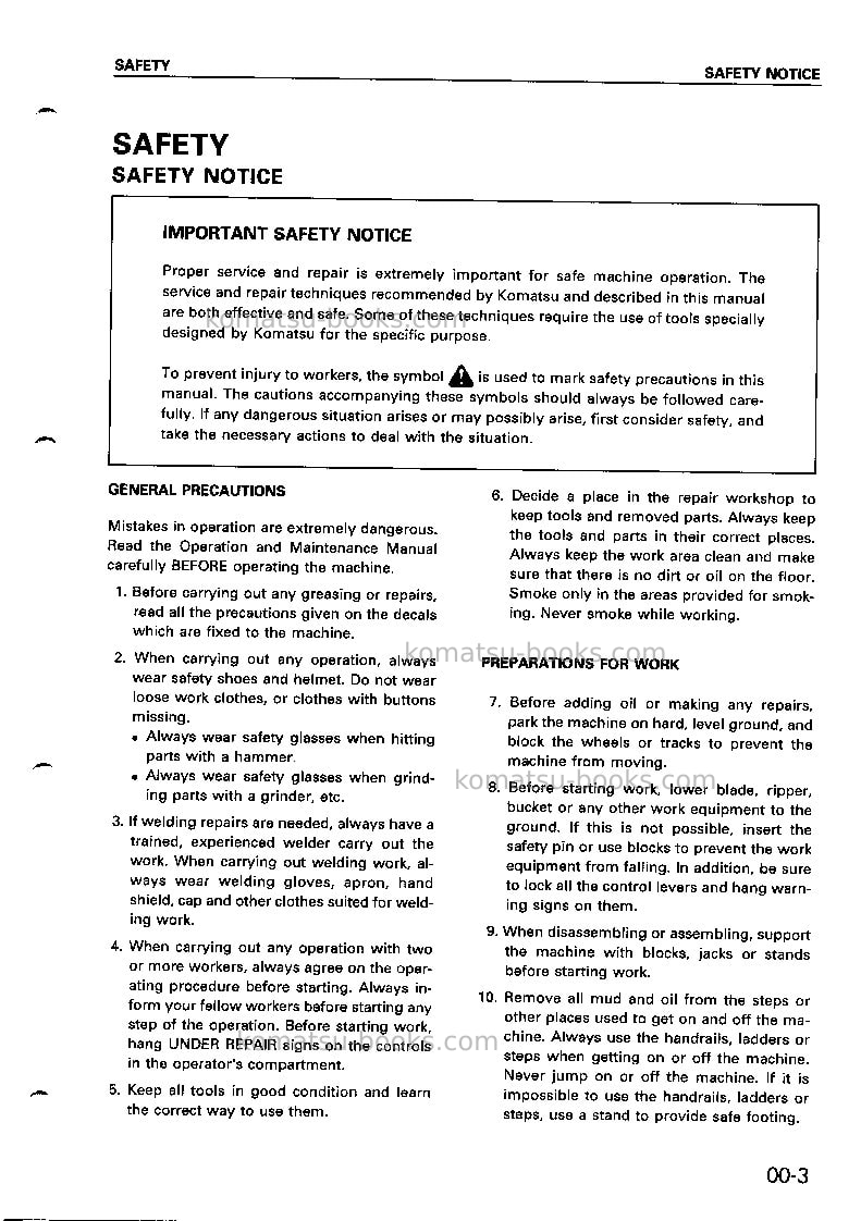 Komatsu pc300lc-6jpn-excel Repair & maintenance cover Page 7 Komatsu pc300lc-6jpn-excel Repair & maintenance cover Page 7
