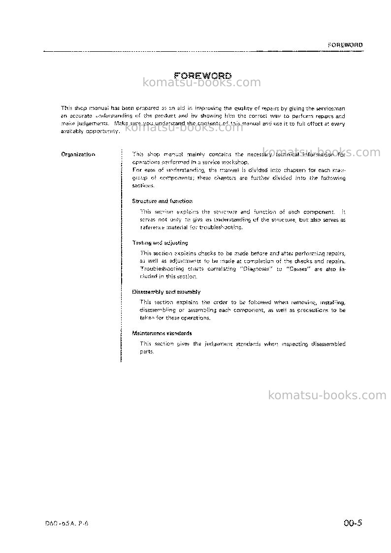 Komatsu d60e-6jpn Repair & maintenance cover Page 7 Komatsu d60e-6jpn Repair & maintenance cover Page 7