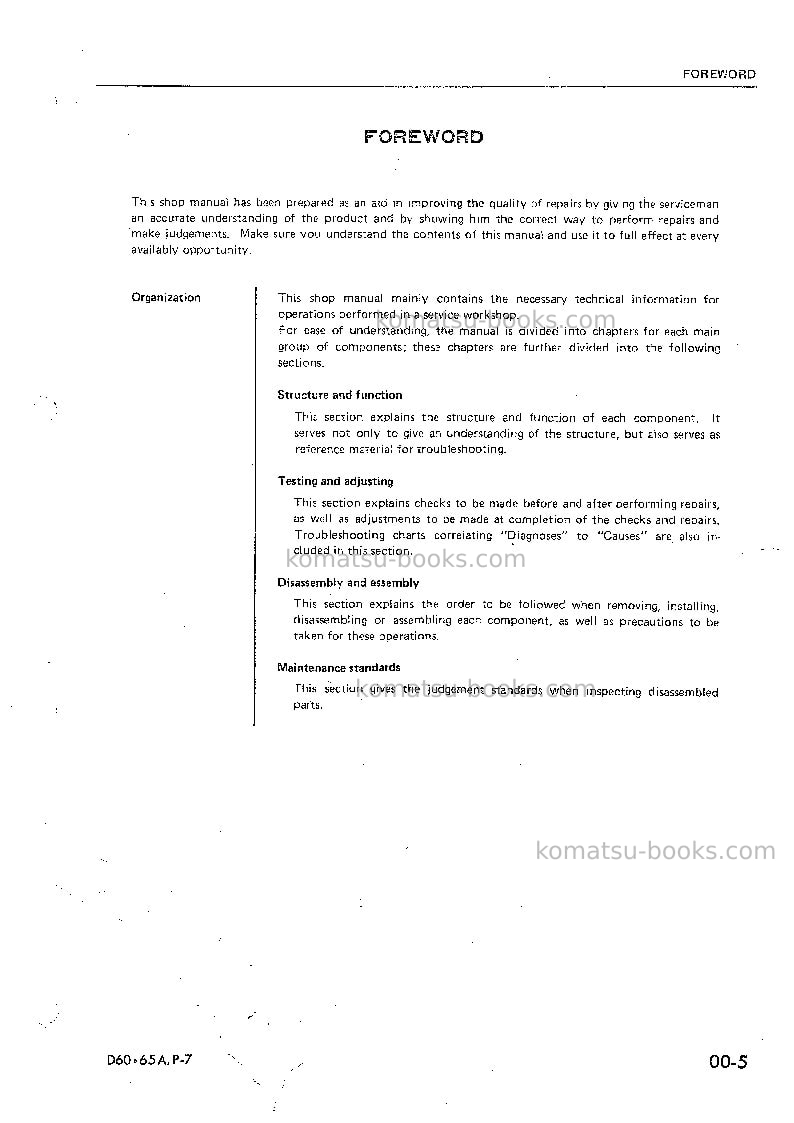 Komatsu d65e-7jpn Repair & maintenance cover Page 7 Komatsu d65e-7jpn Repair & maintenance cover Page 7