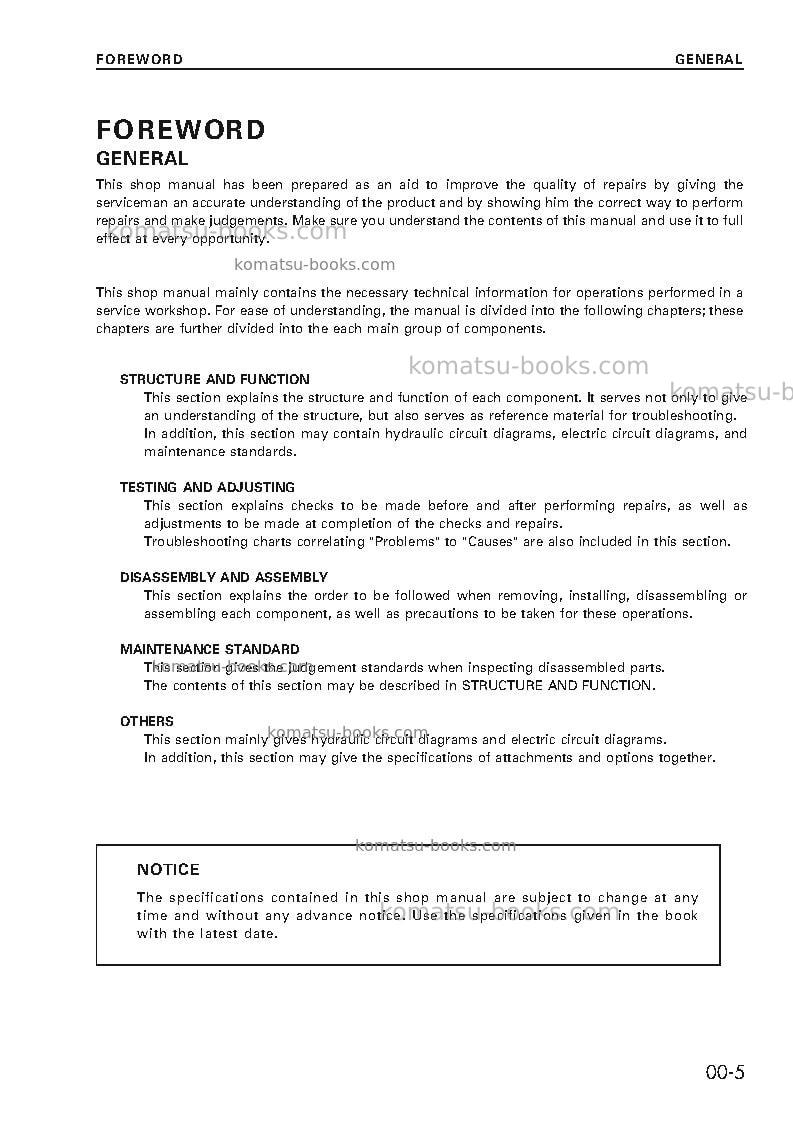 Komatsu d155a-2jpn-emission eng Repair & maintenance cover Page 7 Komatsu d155a-2jpn-emission eng Repair & maintenance cover Page 7