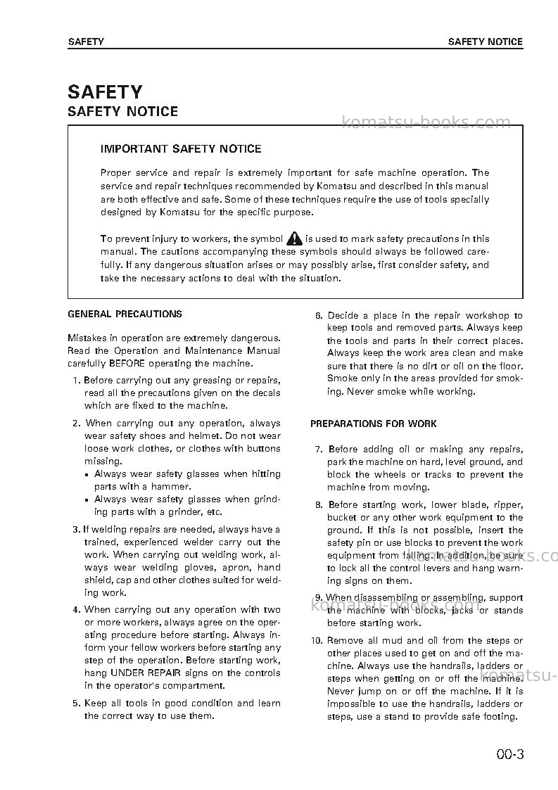 Komatsu d61px-12jpn Repair & maintenance cover Page 7 Komatsu d61px-12jpn Repair & maintenance cover Page 7