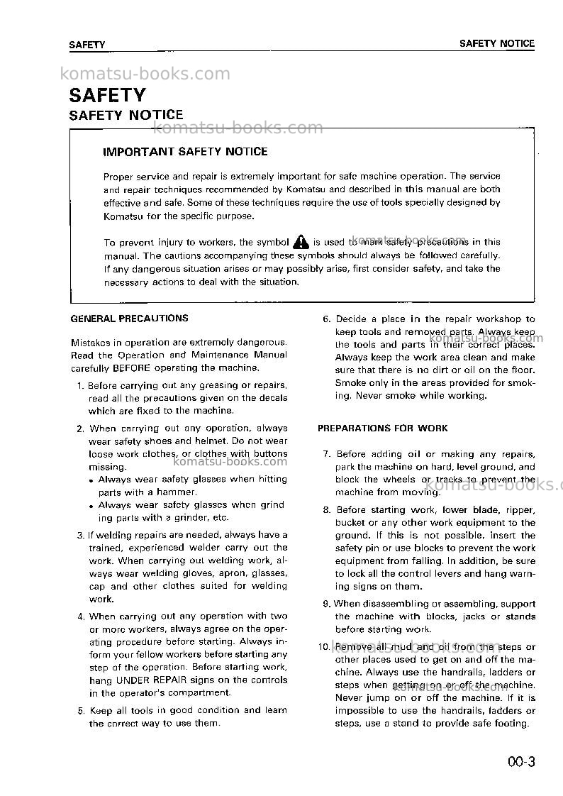 Komatsu d355a-5jpn Repair & maintenance cover Page 7