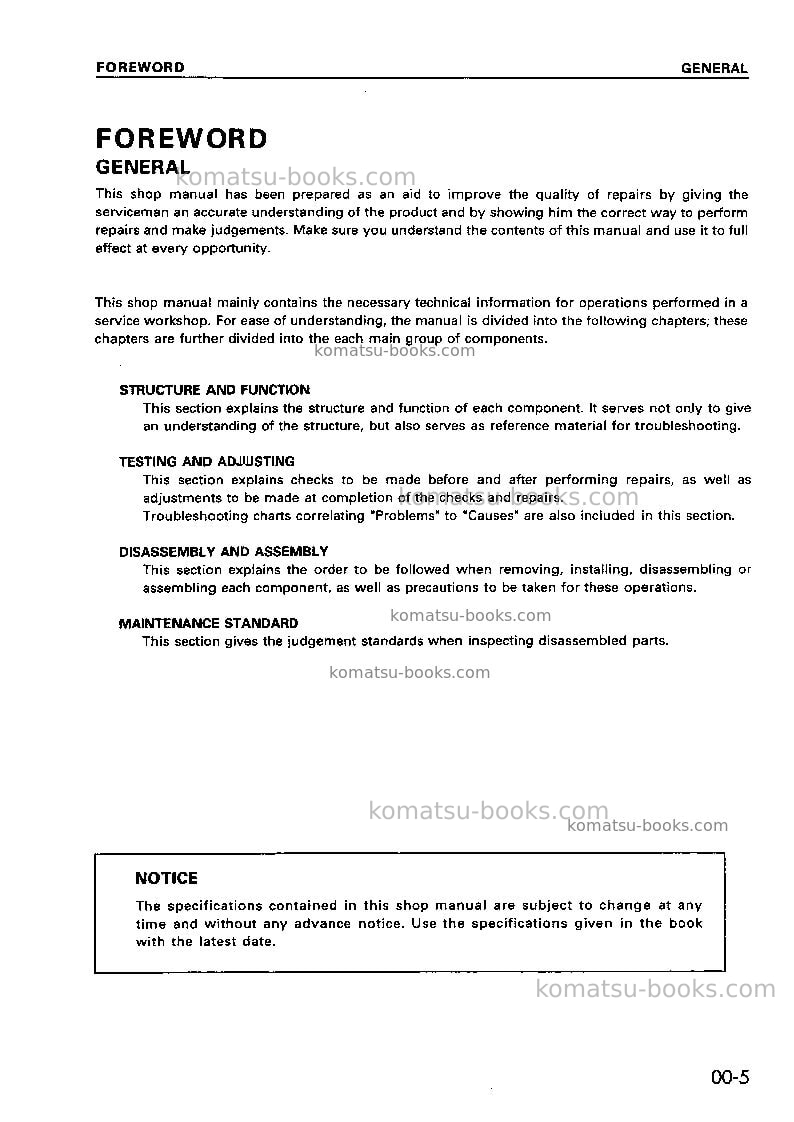 Komatsu cd60r-1jpn Repair & maintenance cover Page 7 Komatsu cd60r-1jpn Repair & maintenance cover Page 7
