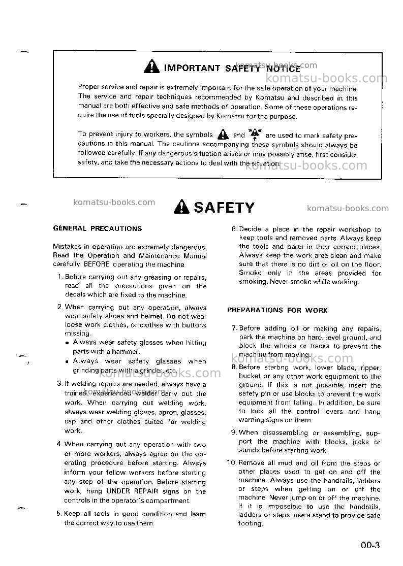 Komatsu pc200lc-5jpn Repair & maintenance cover Page 7 Komatsu pc200lc-5jpn Repair & maintenance cover Page 7
