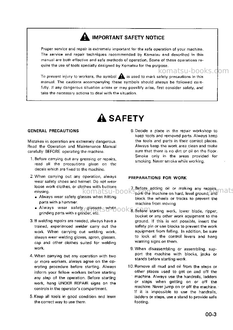 Komatsu pc300lc-5jpn Repair & maintenance cover Page 7 Komatsu pc300lc-5jpn Repair & maintenance cover Page 7