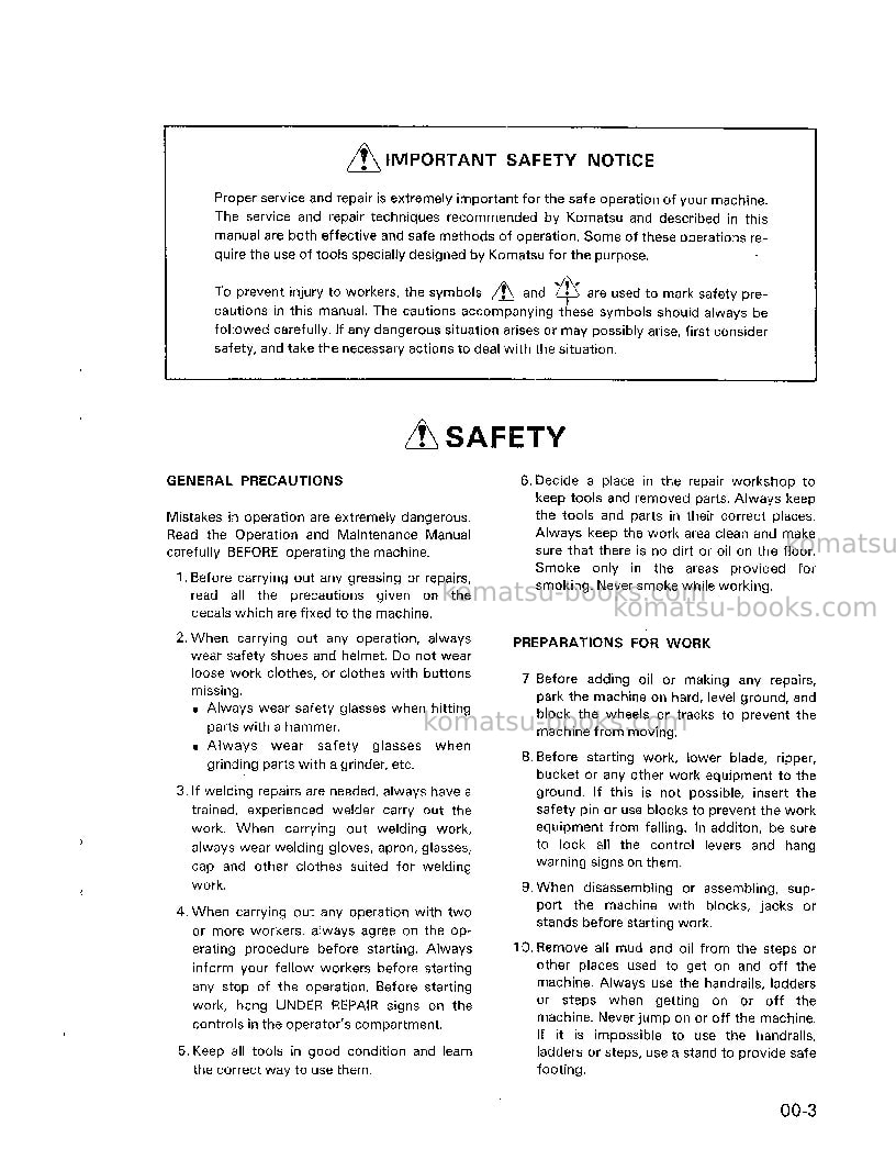 Komatsu pc300-2jpn Repair & maintenance cover Page 7