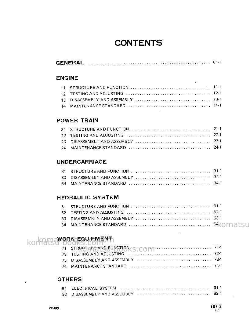 Komatsu pc400lc-1jpn Repair & maintenance cover Page 7