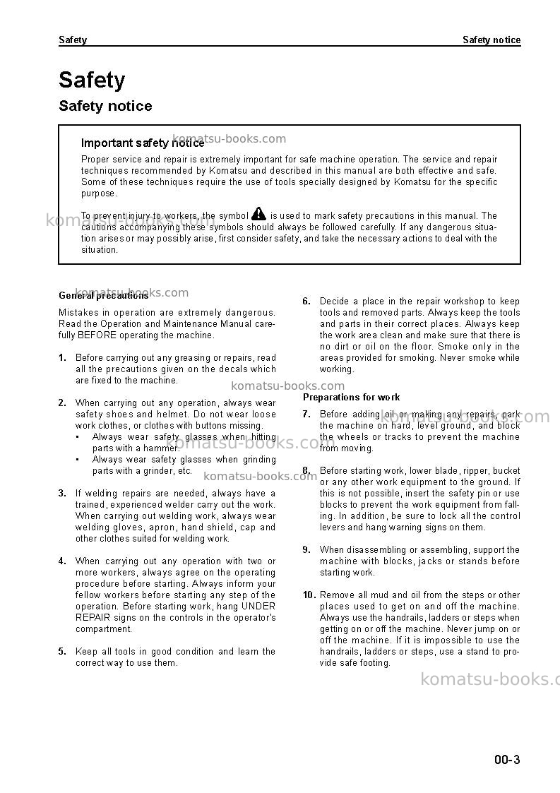 Komatsu gd555-3jpn-for n. america Repair & maintenance cover Page 7