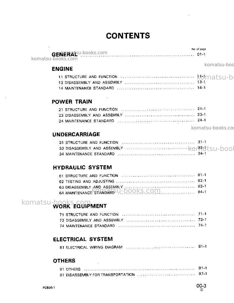 Komatsu pc650-1jpn Repair & maintenance cover Page 7
