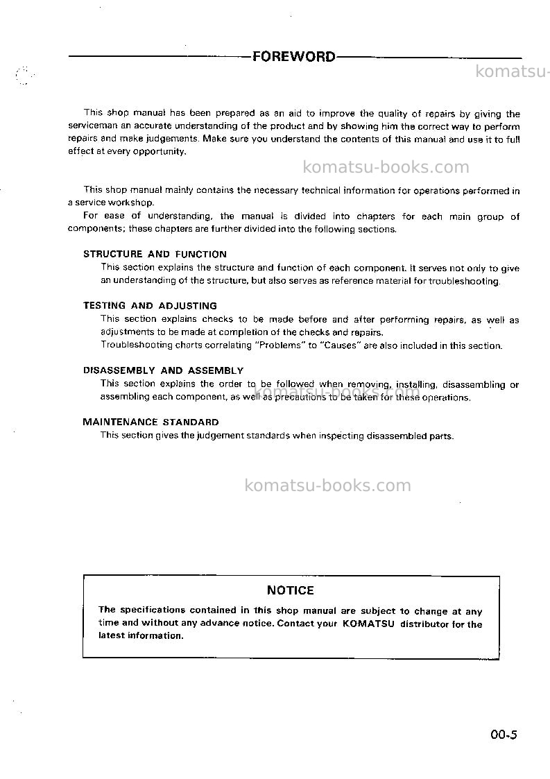Komatsu pc15-3jpn Repair & maintenance cover Page 7
