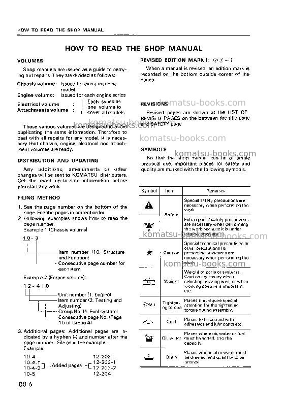 Komatsu pc50uu-1jpn Repair & maintenance cover Page 7 Komatsu pc50uu-1jpn Repair & maintenance cover Page 7