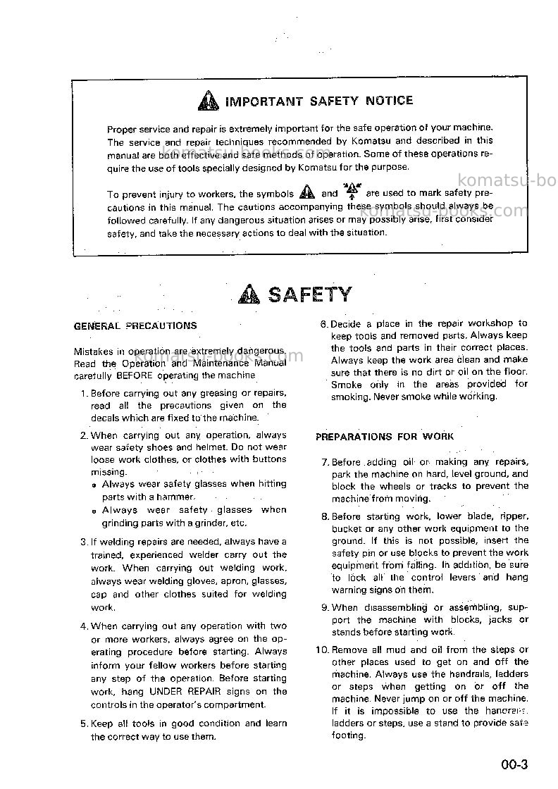 Komatsu pc80lc-3jpn Repair & maintenance cover Page 7 Komatsu pc80lc-3jpn Repair & maintenance cover Page 7