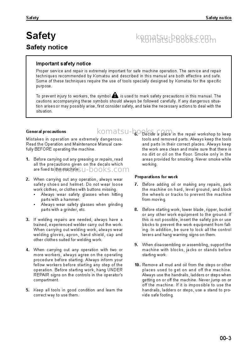 Komatsu gd655-3jpn-a Repair & maintenance cover Page 7