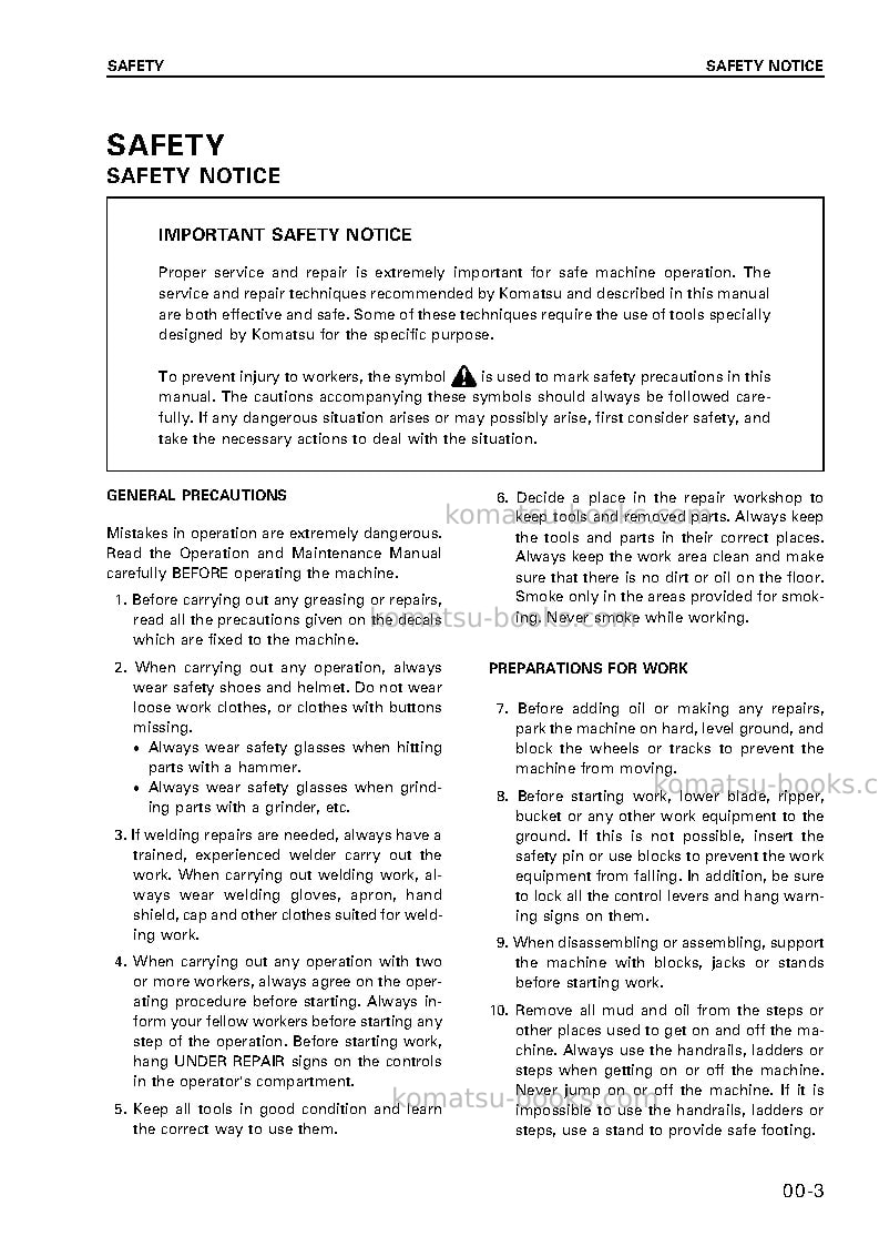 Komatsu d575a-3jpn Repair & maintenance cover Page 7 Komatsu d575a-3jpn Repair & maintenance cover Page 7