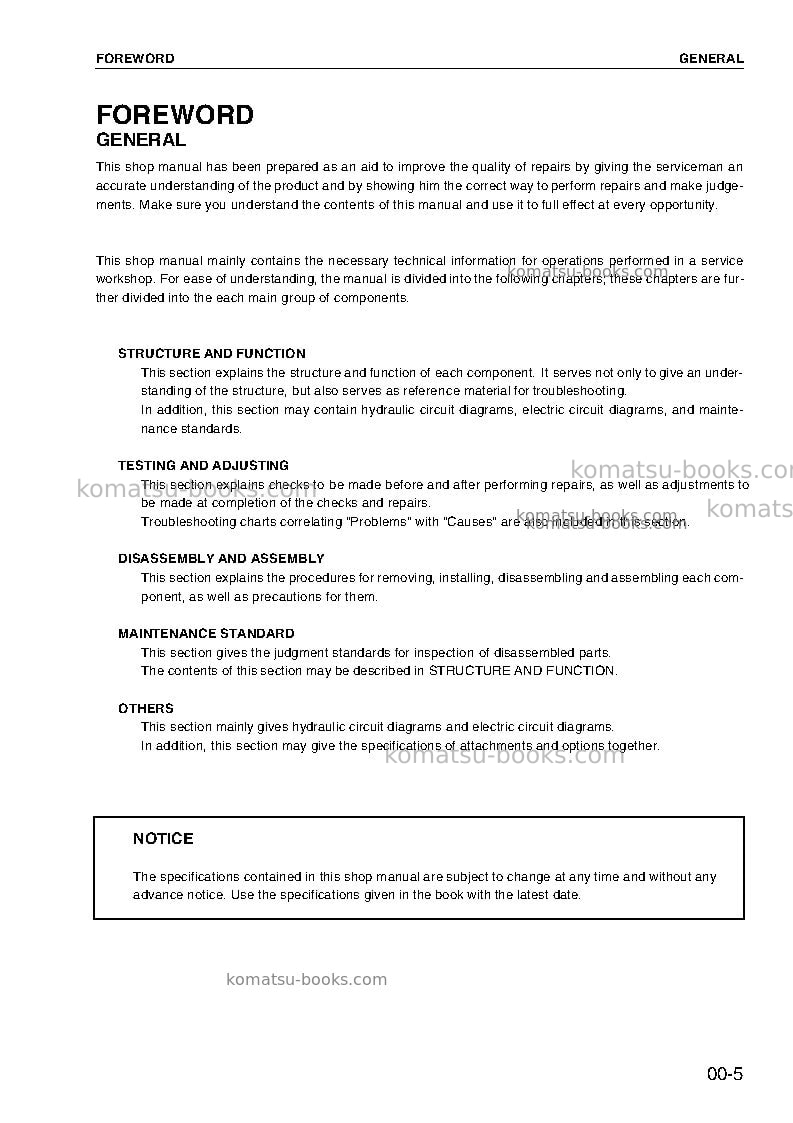Komatsu gd705a-4jpn Repair & maintenance cover Page 7 Komatsu gd705a-4jpn Repair & maintenance cover Page 7