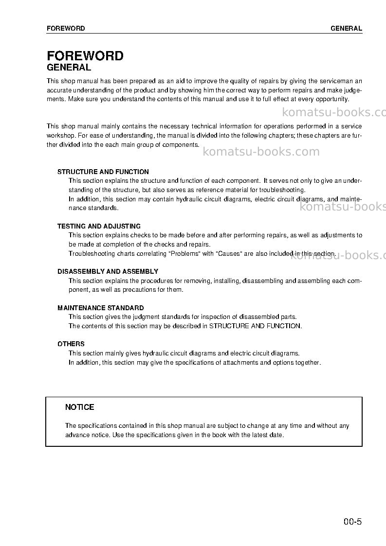 Komatsu 170-3 seriesjpn Repair & maintenance cover Page 7 Komatsu 170-3 seriesjpn Repair & maintenance cover Page 7