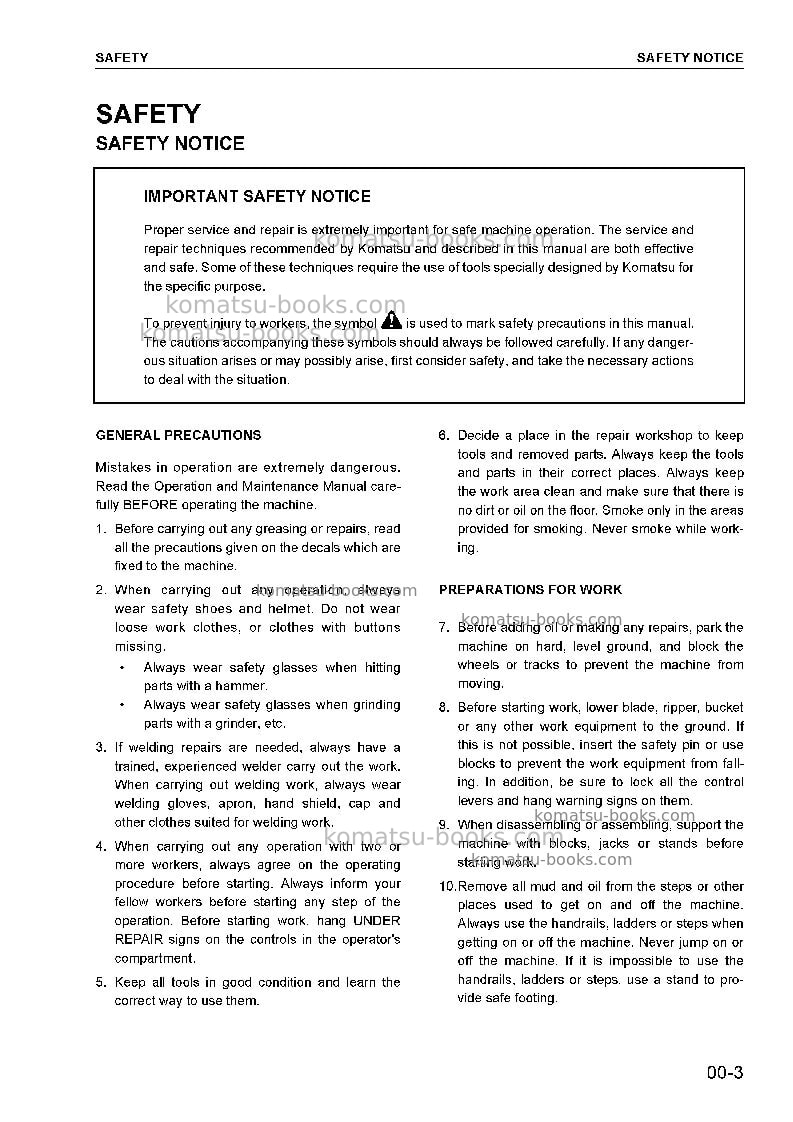 Komatsu d375a-5jpn Repair & maintenance cover Page 7 Komatsu d375a-5jpn Repair & maintenance cover Page 7