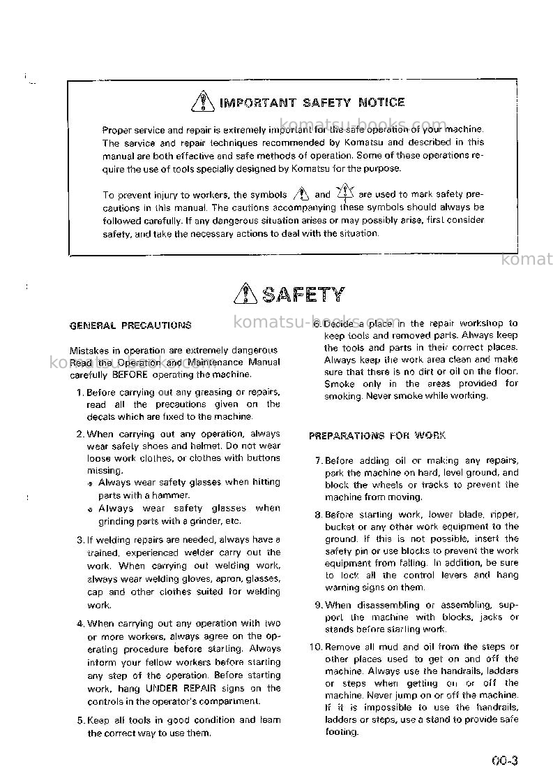 Komatsu gd600r-3jpn Repair & maintenance cover Page 7 Komatsu gd600r-3jpn Repair & maintenance cover Page 7