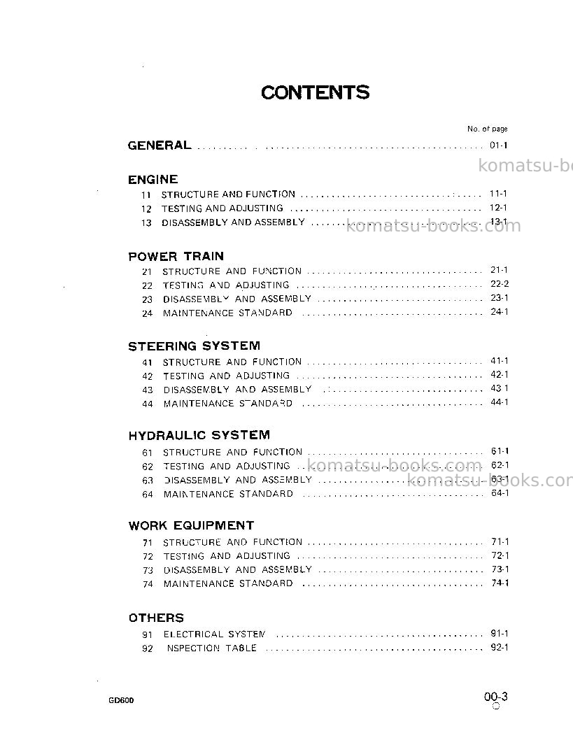 Komatsu gd605r-1jpn Repair & maintenance cover Page 7 Komatsu gd605r-1jpn Repair & maintenance cover Page 7
