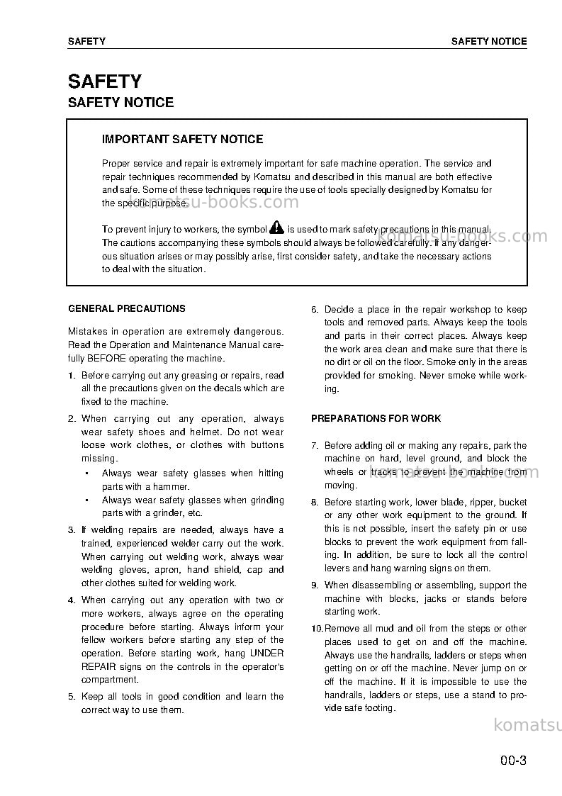 Komatsu hm300-1jpn Repair & maintenance cover Page 7
