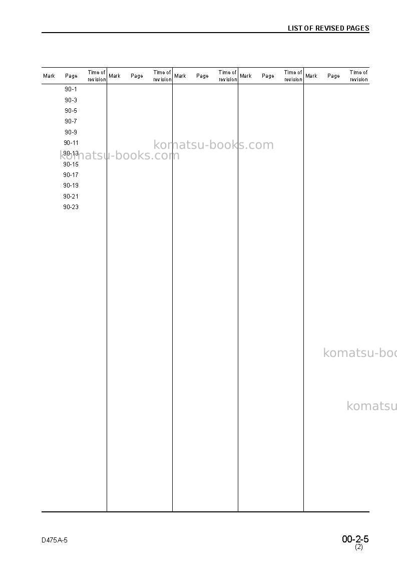Komatsu d475a-3jpn Repair & maintenance cover Page 7 Komatsu d475a-3jpn Repair & maintenance cover Page 7