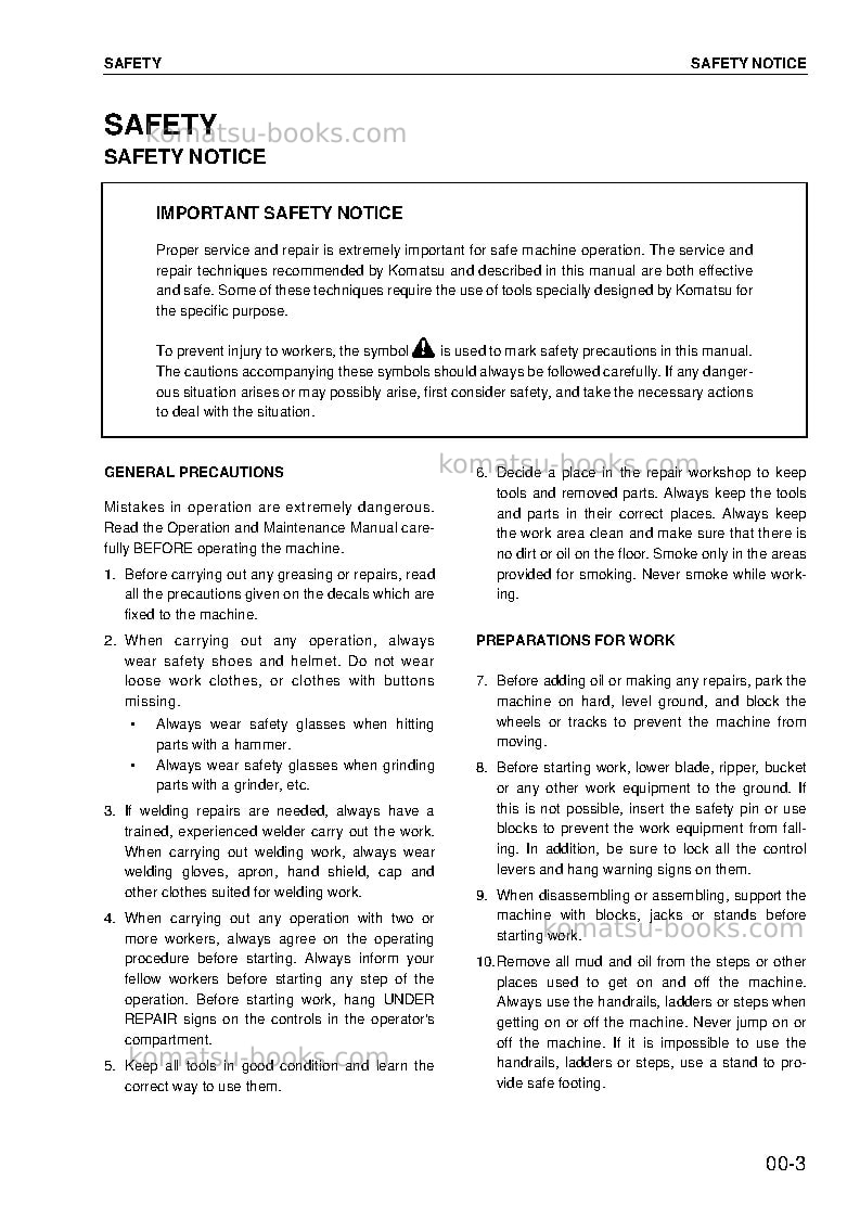 Komatsu pc160lc-7jpn Repair & maintenance cover Page 7 Komatsu pc160lc-7jpn Repair & maintenance cover Page 7