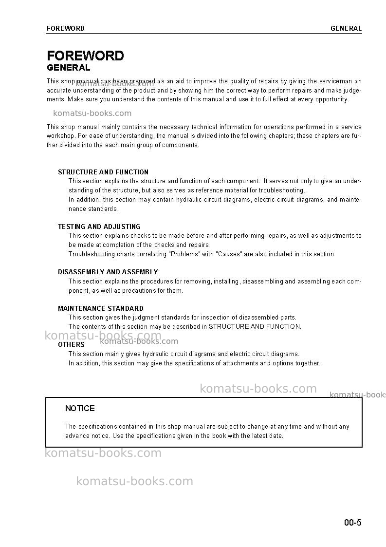 Komatsu 4d95le-3jpn Repair & maintenance cover Page 7 Komatsu 4d95le-3jpn Repair & maintenance cover Page 7