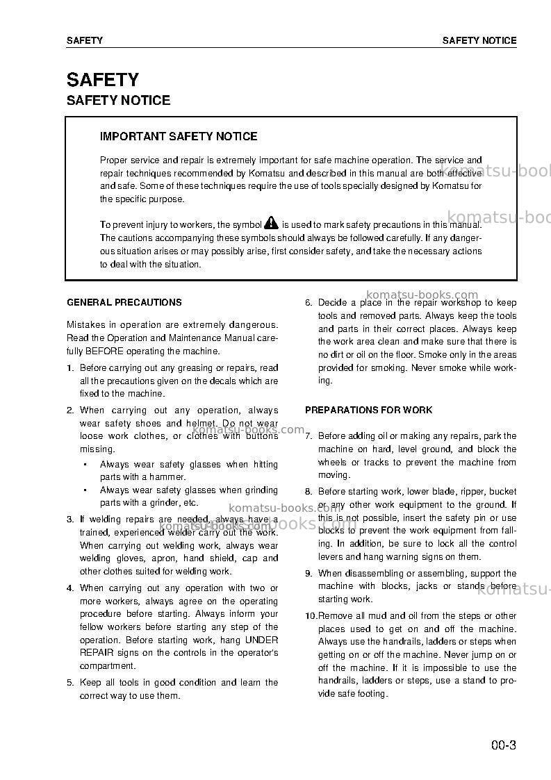 Komatsu wa250-5jpn Repair & maintenance cover Page 7 Komatsu wa250-5jpn Repair & maintenance cover Page 7