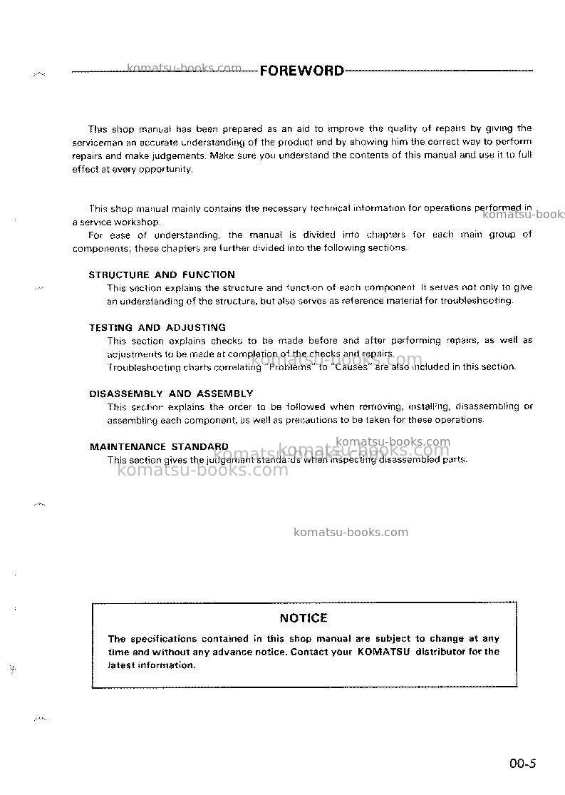 Komatsu wa40-1jpn Repair & maintenance cover Page 7
