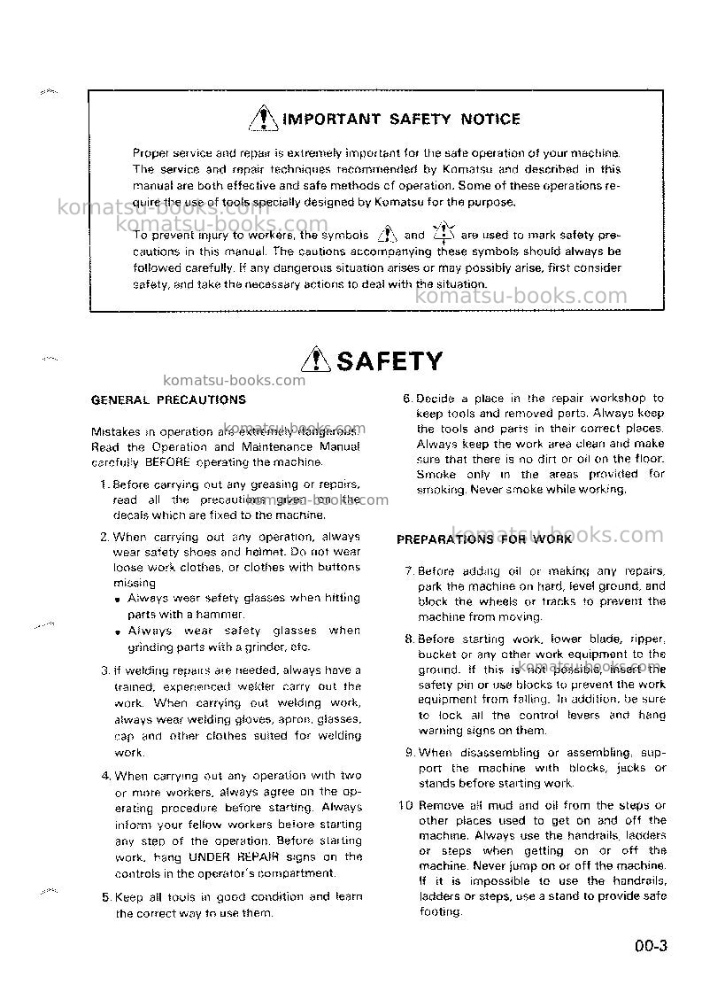Komatsu wa100-1jpn Repair & maintenance cover Page 7
