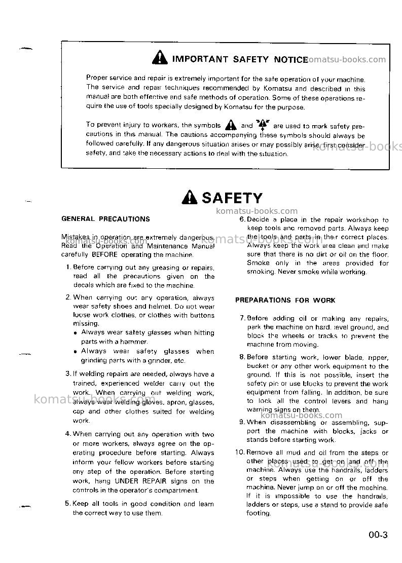 Komatsu wa500-1jpn Repair & maintenance cover Page 7 Komatsu wa500-1jpn Repair & maintenance cover Page 7