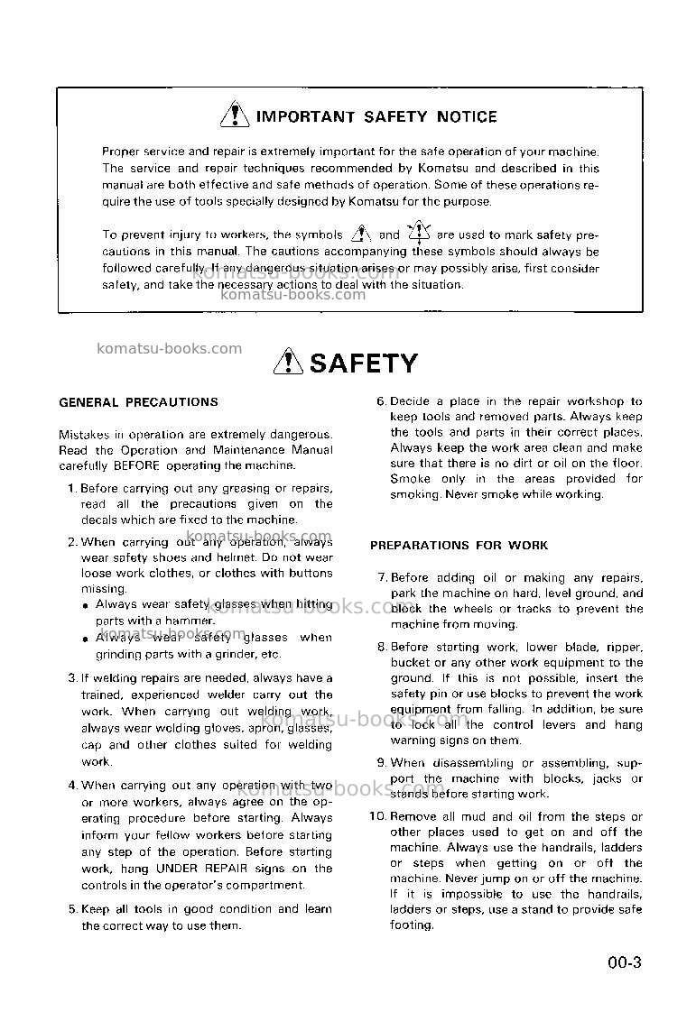 Komatsu hd205-3jpn Repair & maintenance cover Page 7