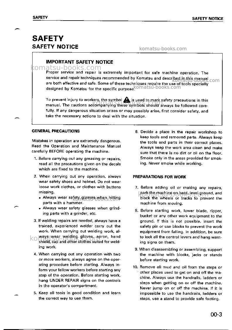Komatsu hd465-5jpn Repair & maintenance cover Page 7 Komatsu hd465-5jpn Repair & maintenance cover Page 7