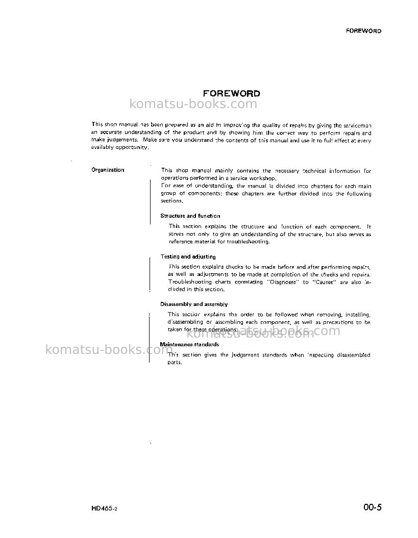 Komatsu hd465-2jpn Repair & maintenance cover Page 7