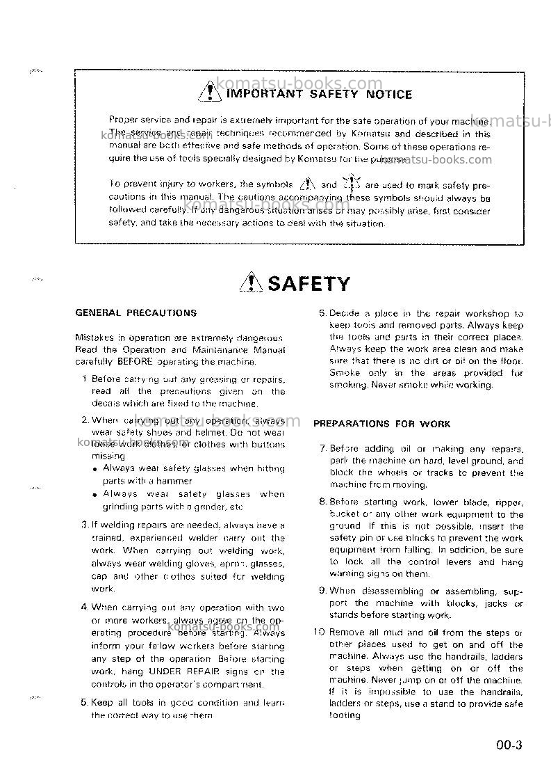 Komatsu hd465-3jpn Repair & maintenance cover Page 7 Komatsu hd465-3jpn Repair & maintenance cover Page 7