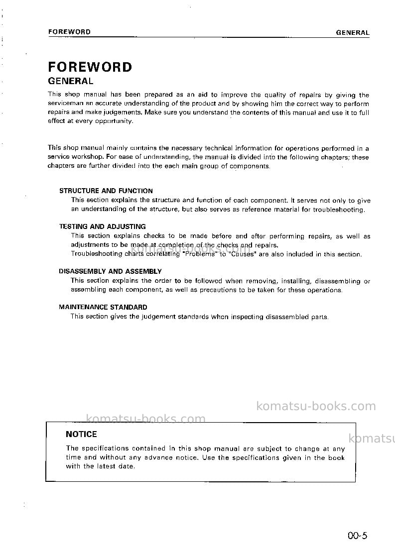 Komatsu eg125b-2jpn Repair & maintenance cover Page 7 Komatsu eg125b-2jpn Repair & maintenance cover Page 7