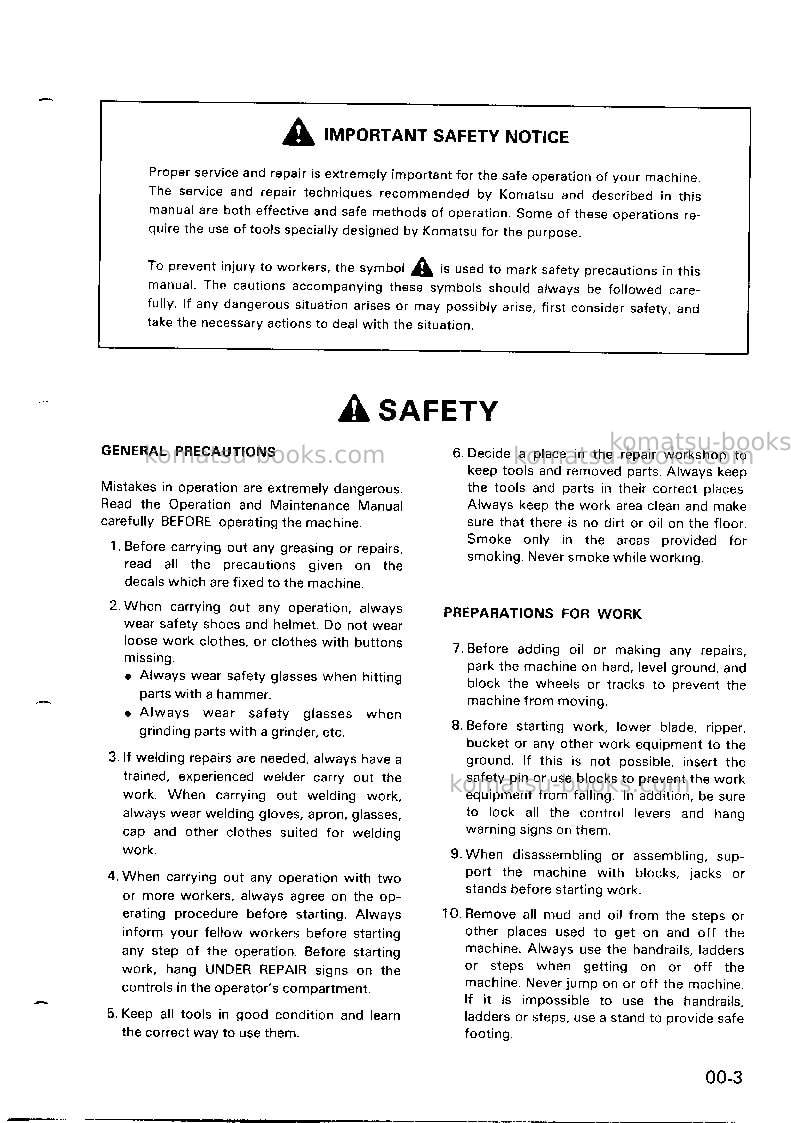 Komatsu gd511a-1jpn Repair & maintenance cover Page 7 Komatsu gd511a-1jpn Repair & maintenance cover Page 7