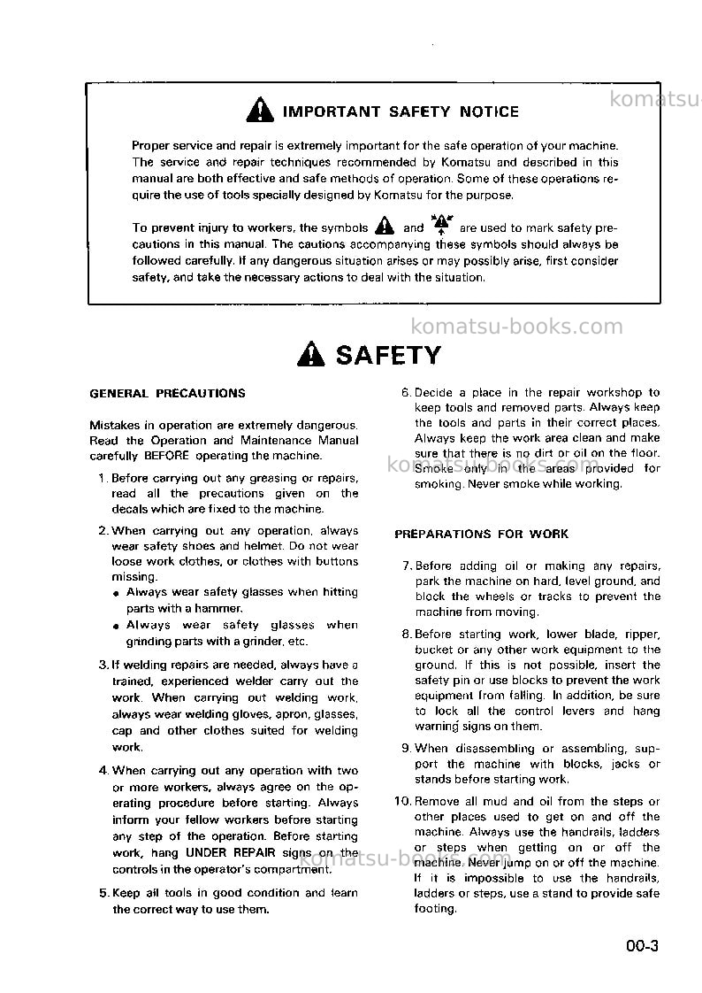 Komatsu pc210lc-3gbr-perkins Repair & maintenance cover Page 7 Komatsu pc210lc-3gbr-perkins Repair & maintenance cover Page 7