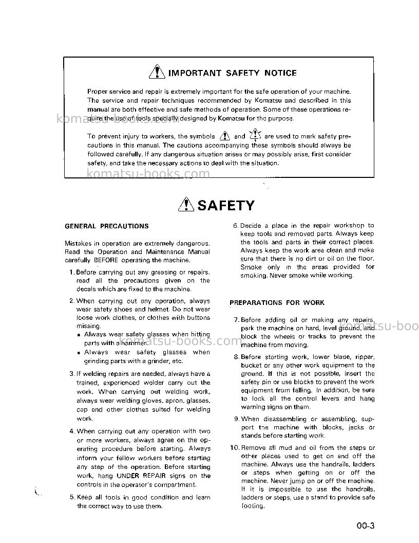Komatsu d37p-1jpn Repair & maintenance cover Page 7 Komatsu d37p-1jpn Repair & maintenance cover Page 7
