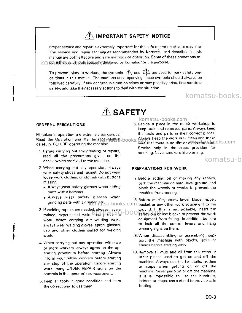 Komatsu d68e-1jpn Repair & maintenance cover Page 7 Komatsu d68e-1jpn Repair & maintenance cover Page 7