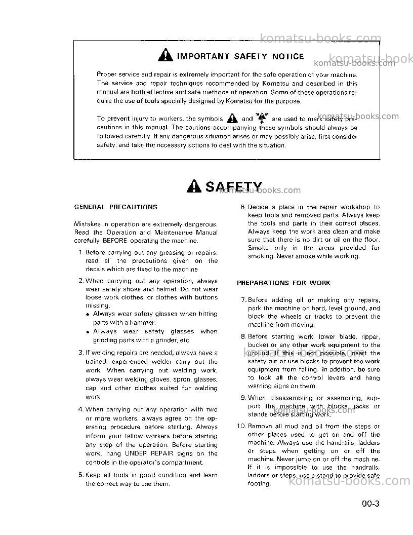 Komatsu wa180-1usa-l Repair & maintenance cover Page 7