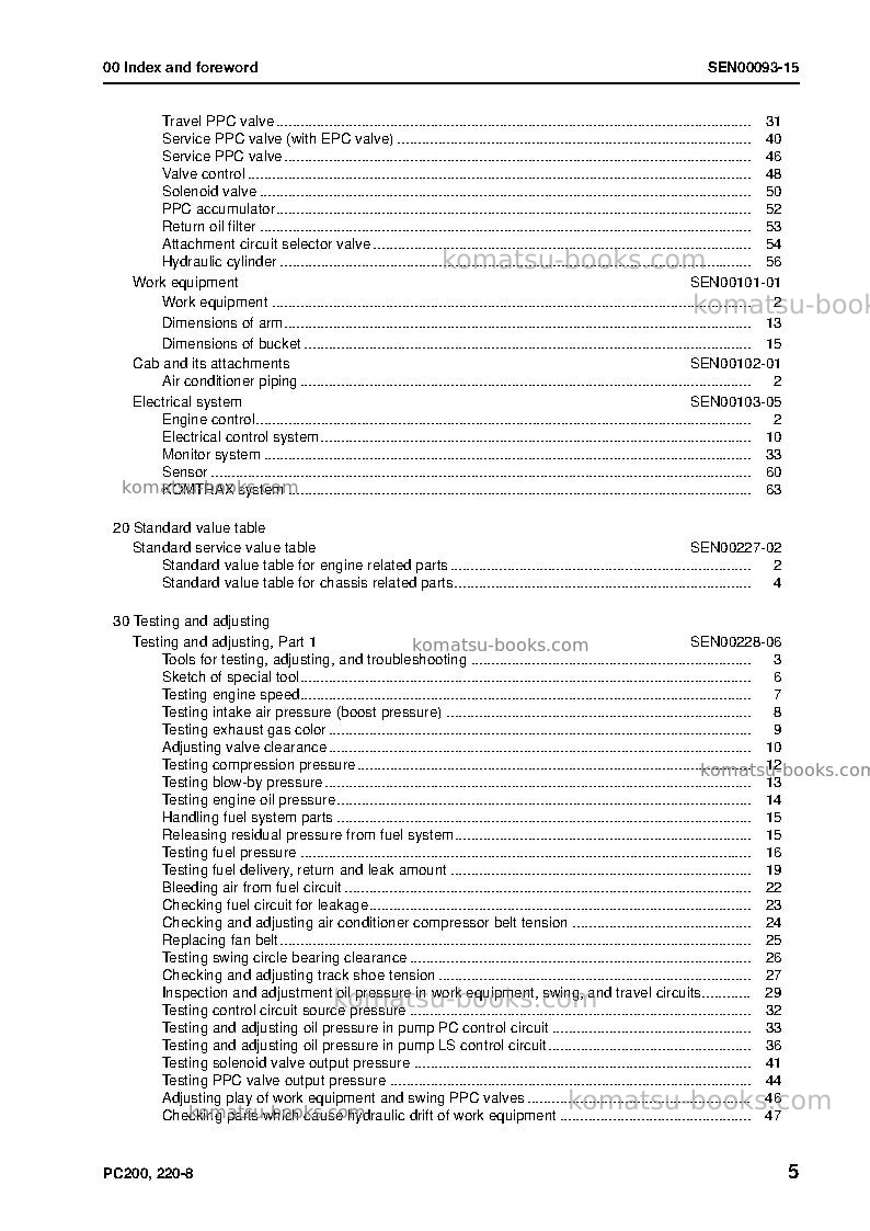 Komatsu pc200lc-8tha-ecot Repair & maintenance cover Page 7 Komatsu pc200lc-8tha-ecot Repair & maintenance cover Page 7