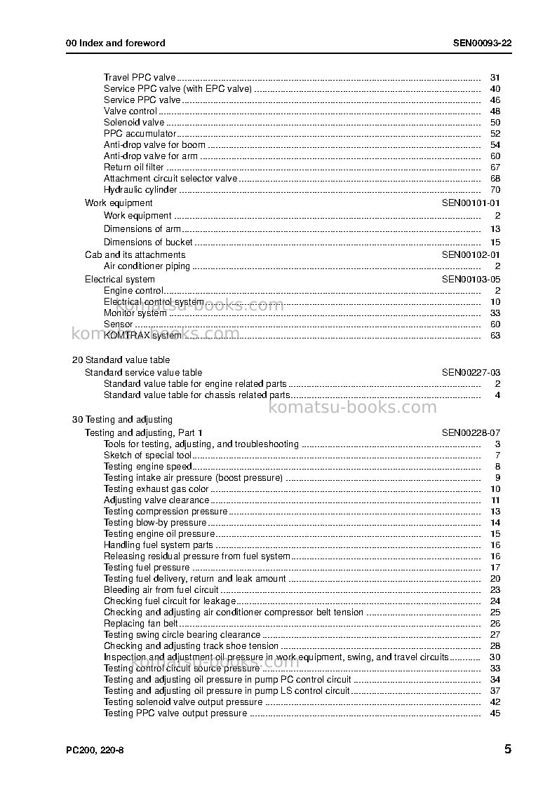 Komatsu pc220-8jpn Repair & maintenance cover Page 7 Komatsu pc220-8jpn Repair & maintenance cover Page 7