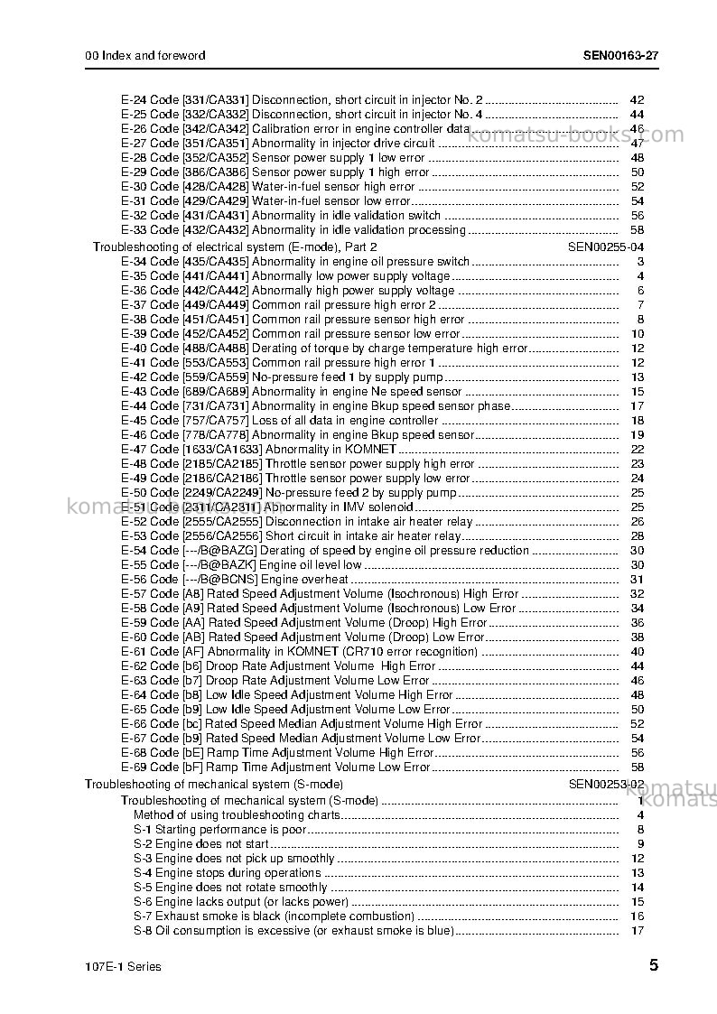 Komatsu 4d107e-1jpn Repair & maintenance cover Page 7 Komatsu 4d107e-1jpn Repair & maintenance cover Page 7