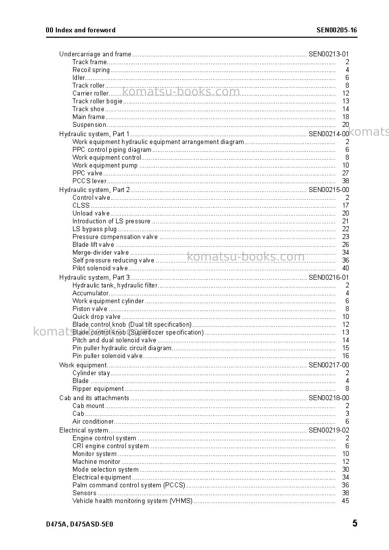 Komatsu d475asd-5jpn-tier2, super dozer Repair & maintenance cover Page 7