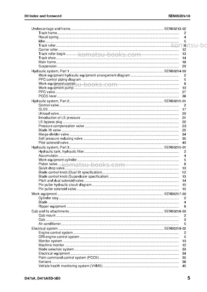 Komatsu d475a-5jpn-e0 Repair & maintenance cover Page 7 Komatsu d475a-5jpn-e0 Repair & maintenance cover Page 7