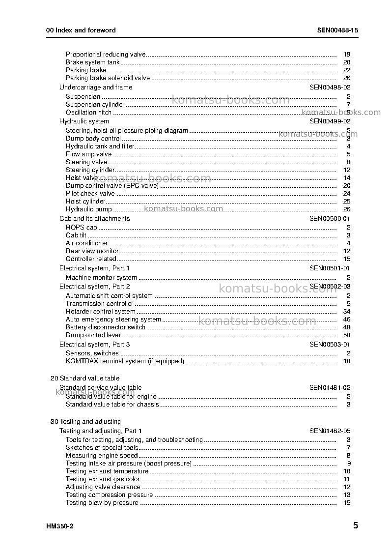 Komatsu hm350-2jpn Repair & maintenance cover Page 7 Komatsu hm350-2jpn Repair & maintenance cover Page 7